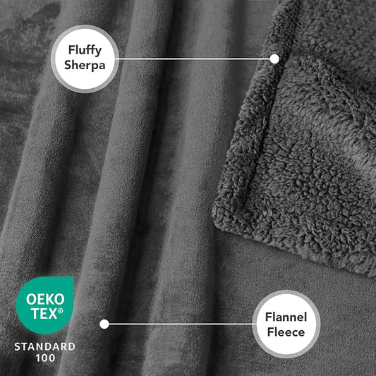 PetAmi Dog Blanket for Small Medium Dogs Cats Puppies Kittens, Soft Sherpa Fleece Pet Blanket Throw, Reversible Plush Couch Cover Protector Crate Carrier Chair Machine Washable, 40x29, Solid Dark Gray