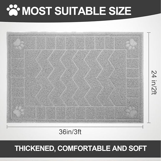 Cat Litter Mat, Litter Trapping Mat Soft on Kitty Paws, 35" x 24" Kitten Litter Box Mat for Cleaner Floors, Waterproof, Easy Clean, Durable Large Size Cat Litter Pad for Kitten.