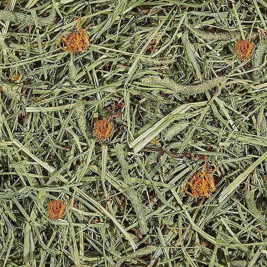 Kaytee All Natural Timothy Hay Plus Marigolds for Guinea Pigs, Rabbits & Other Small Animals, 24 Ounce