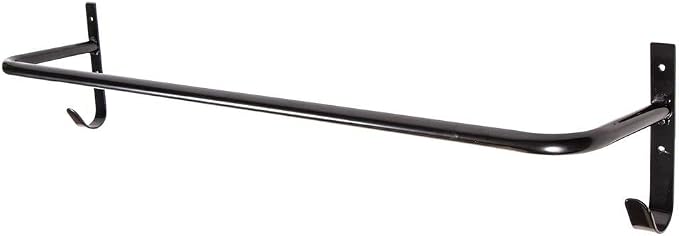 EASY-UP Horsewear Bar with Tack Hangers | Heavy-Duty Horse Blanket Rack | 34.25" Bar with Hooks for Halters & Leads | Mounts Easily to Stall Fronts | Ideal for Barn & Tack Room Use | Color Black