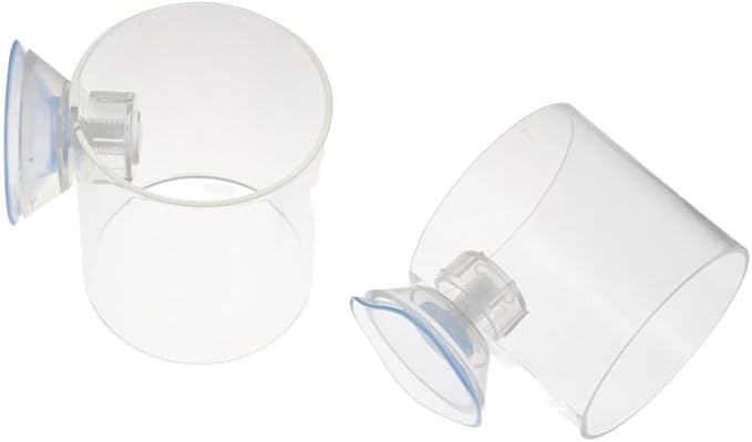 Pokinge 2Pcs Aquarium Fish Food Feeder Tube, Transparent Acrylic Feeding Ring with Strong Suction Cup, Adjustable Height Fish Tank Station Floating Food Tray Feeder