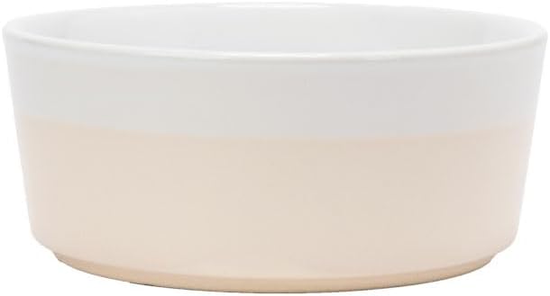 Waggo Dipper Ceramic Dog Bowl for Small and Large Breeds - Heavyweight and Durable Pet Food and Water Dish Crock, Dishwasher Safe, Modern (Buttercream, Medium)