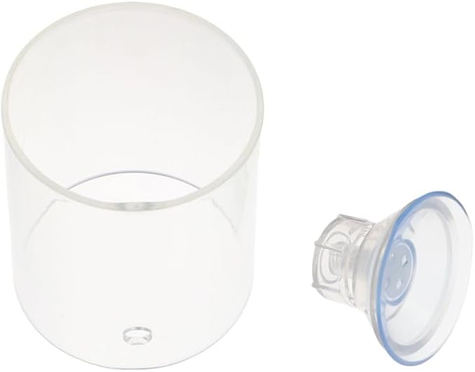 Pokinge 2Pcs Aquarium Fish Food Feeder Tube, Transparent Acrylic Feeding Ring with Strong Suction Cup, Adjustable Height Fish Tank Station Floating Food Tray Feeder