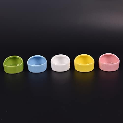 3 Pcs Hamster Bowl Ceramic Hamster Feeding Bowls Small Animal Food Bowl and Water Dish Feeder Hedgehog Food Bowl No Spill No Turnover Food Water Dish for Guinea Pig Rodent Gerbil Cavy(Blue+Pink+White)
