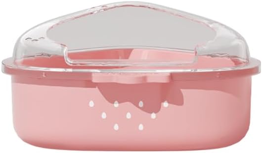 BUCATSTATE Hamster Sand Bath Kit Hamster Sand Bath Container Ultra Large Transparent Toilet for Syrian Hamsters Accessory for Small Animals(Pink, Strawberry)