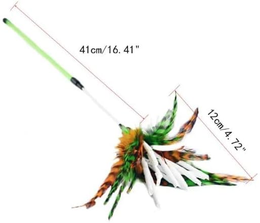 Kats'N Us 18 Inch Wand with Feathers and Mylar Crinkle Teaser Cat Toy - Blue, Hunting Instinct Play, Flexible Acrylic Handle, Interactive Exercise Attachment for Indoor Cats