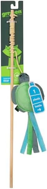 Cat Toys | Plush Turtle Teaser Cat Wand Toy | Eco Friendly Interactive Cat Toys for Indoor Cats