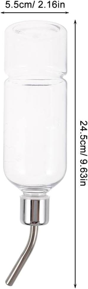 Baluue Small Animal Water Bottle 350ml Stainless Steel – No-Drip Leak-Proof Automatic Dispenser – for Wire Cages for Guinea Pigs Hamsters Rabbits Ferrets