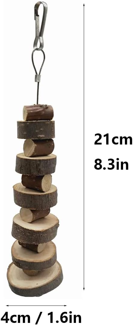 LWINGFLYER Small Animal Chews Toy Natural Apple Wood Block Cage Hanging Molars Treats Snack for Hamsters Rabbits Bunny Bird Parrots Chinchilla Guinea Pig Gerbils Squirrels (4pcs Natural Apple Wood)