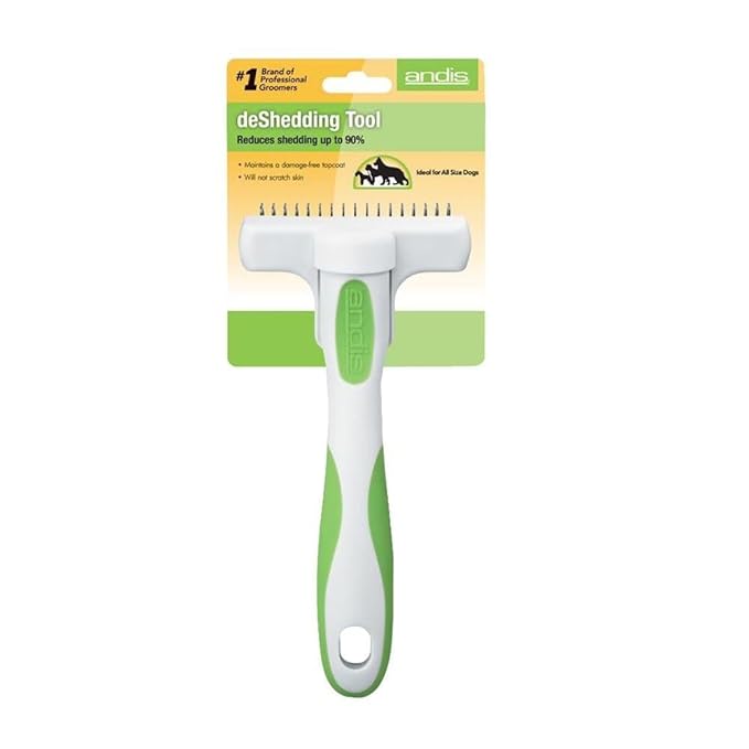 Andis 65760 Deshedding Tool for Cats & Dogs - Reduces Shedding up to 90% - Quick & Clean Grooming - Skin-Friendly Dematting brush with Non-Slip Rubber Handles