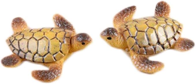 Jowxsx 2Pcs Micro Landscape Mini Turtle Resin Miniature Figurines Ornament for Aquarium Garden Bonsai Home DIY Decoration