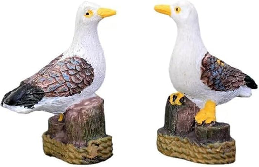 2Pcs Seagull Garden Figurines, Resin Bird Statues for Fairy Garden, Landscape Decor, Micro Landscape, Aquarium and Terrarium Decor