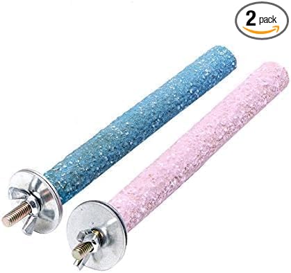 2 Pcs Bird Perch Stand Toy,Random Bird Perch Stand Toy Wood Parrot Grinding Claw Sticks Sanded Cage Toy for Parakeets Finches Parakeet Toys, Sanded Surface Cage Accessories for Parakeets Finches