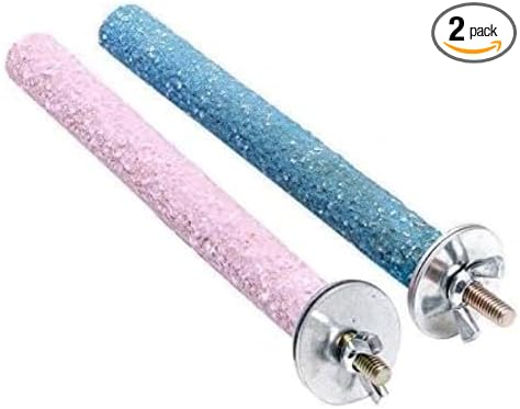 2 Pcs Bird Perch Stand Toy,Random Bird Perch Stand Toy Wood Parrot Grinding Claw Sticks Sanded Cage Toy for Parakeets Finches Parakeet Toys, Sanded Surface Cage Accessories for Parakeets Finches