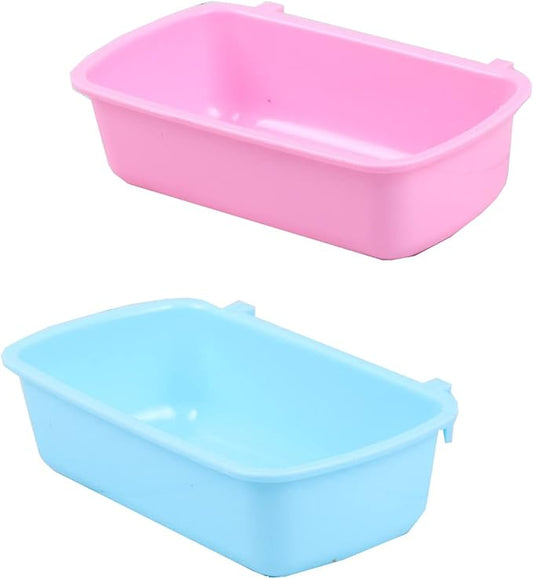 Small Animal Feeder Bowl Basic Dish Covenient Hanging Cups - 2 Pack Bath Food Water Bowls for Birds Hamsters Mice Rats Small Pets
