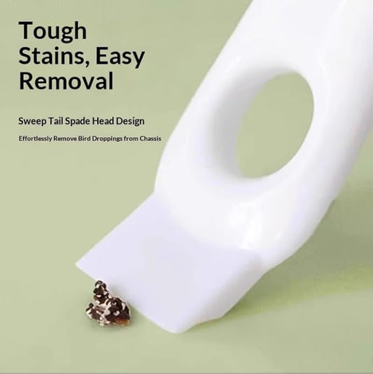 Multifunctional Birdcage Cleaning Brush with Scoop, White, Sweep Tail Spade Head Design for Removing Bird Droppings