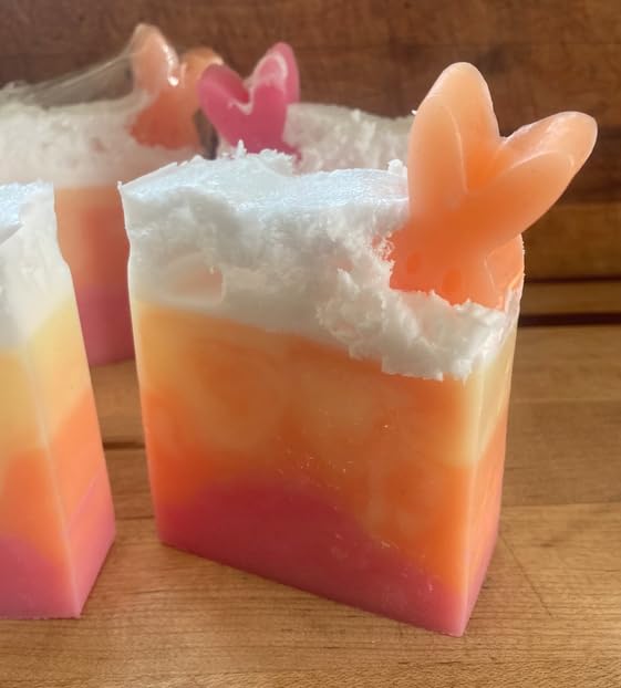 Strawberry lemonade bunny rabbit colorful glycerine soap bar: great for Easter basket, stocking stuffer, gift bag, spring time