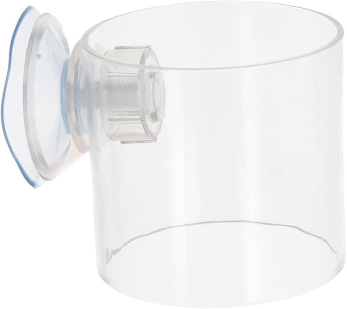 Pokinge 2Pcs Aquarium Fish Food Feeder Tube, Transparent Acrylic Feeding Ring with Strong Suction Cup, Adjustable Height Fish Tank Station Floating Food Tray Feeder