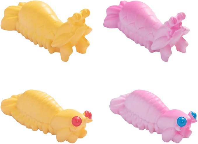4 Pcs Creative Mantis & Shrimp Resin Figurines – Dazzling Yellow & Pink Eco Bottle Ornaments for DIY Gardens, Flower Pots, Birthday Cakes, Home & Car Decor, Pond Bridge Accessories