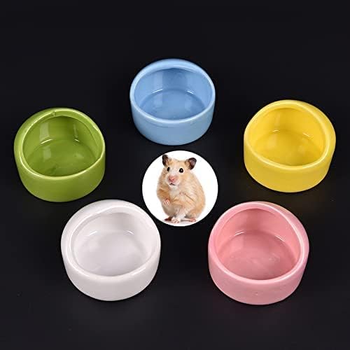 3 Pcs Hamster Bowl Ceramic Hamster Feeding Bowls Small Animal Food Bowl and Water Dish Feeder Hedgehog Food Bowl No Spill No Turnover Food Water Dish for Guinea Pig Rodent Gerbil Cavy(Blue+Pink+White)