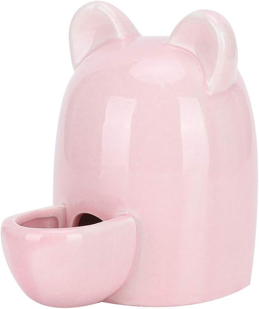 SUNGOOYUE Ceramic Feeder Hedgehog, Pink Ceramic Water Dispenser 250ml Mute Drinking Bowl, Wide Nozzle Small Animal Hydration Feeder for Hamsters Rabbits Guinea Pigs