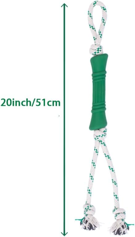 Green Sheep Natural Rubber Rope Dog Toy for Small to Large Dogs, Puppy Chew Toys for Teething, Tug of War Dog Toy with Recycle Cotton Rope, Durable Rubber Dog Toys