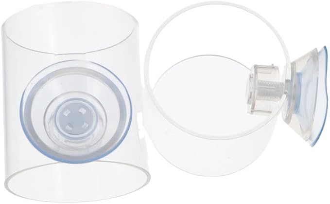 Pokinge 2Pcs Aquarium Fish Food Feeder Tube, Transparent Acrylic Feeding Ring with Strong Suction Cup, Adjustable Height Fish Tank Station Floating Food Tray Feeder