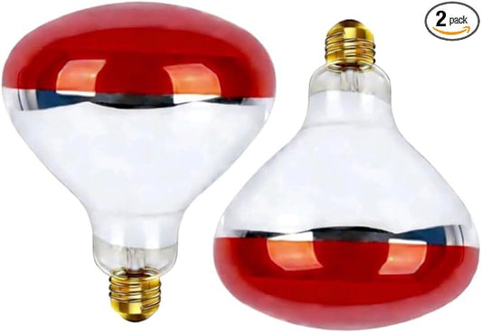 250 Watts R40 Red Heat Lamps Outdoor Bulbs,Reflector Heat Bulbs for Brooder Heater， Incandescent Spotlight for Pet, Bathroom, Food， E26, 120V, Efficient for Heating and Lighting，2 Pack.