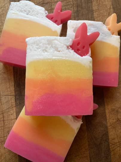 Strawberry lemonade bunny rabbit colorful glycerine soap bar: great for Easter basket, stocking stuffer, gift bag, spring time