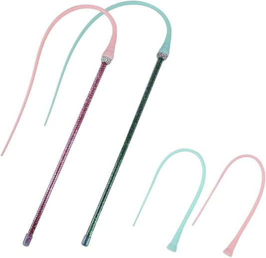 MiOYOOW 2PCS Cat Toy Wand, Silicone Mice Tail Teaser Toys Interactive Cat Toys with 2 Replaceable Tail for Indoor Cats Kittens Chase Exercise