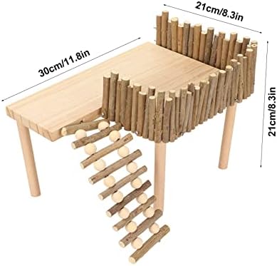 HEEPDD Wooden Hamster Platform, Climbing Toys Playground with Fence Bridge for Small Pets, Gerbil, Rat