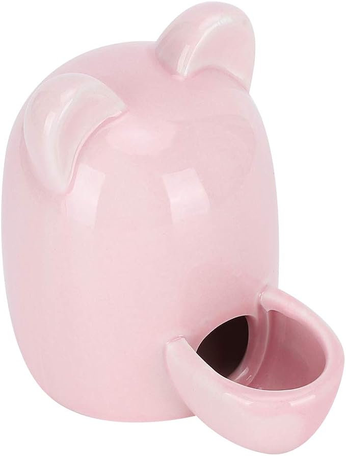 SUNGOOYUE Ceramic Feeder Hedgehog, Pink Ceramic Water Dispenser 250ml Mute Drinking Bowl, Wide Nozzle Small Animal Hydration Feeder for Hamsters Rabbits Guinea Pigs