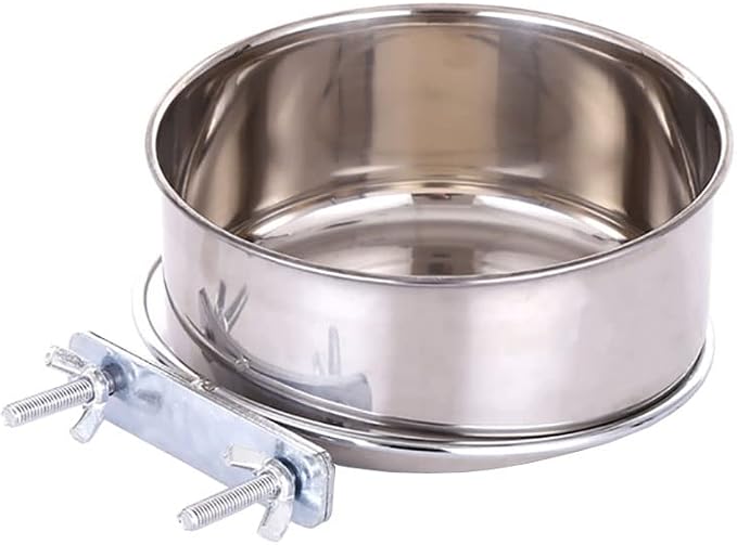 JiangYanus Stainless Steel Hanging Pet Bowls, Dog Crate Food and Water Bowl | Metal Coop Cups with Clamp Holder Detachable Cage Kennel Bowl Feeder Dish for Dogs Cats Birds Ferret Rabbit and Small Animals