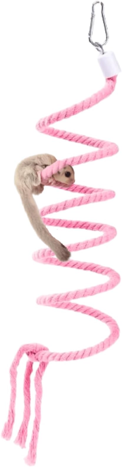 Sugar Glider Toys, Sugar Glider Climbing Ropes, Hanging Toy Cage Accessories, Enrichment Toy, Soft Touch Small Pet Swing Toys for Rats, Birds (Pink)