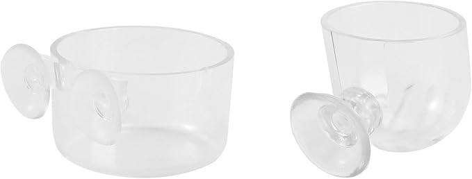 2pcs Aquarium Fish Feeder Floating Feeding Cup Set Acrylic Fish Food Container for Bloodworm and Brine Shrimp Large and Small Sizes