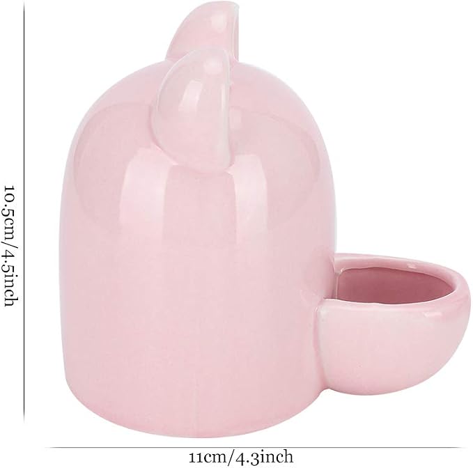 SUNGOOYUE Ceramic Feeder Hedgehog, Pink Ceramic Water Dispenser 250ml Mute Drinking Bowl, Wide Nozzle Small Animal Hydration Feeder for Hamsters Rabbits Guinea Pigs