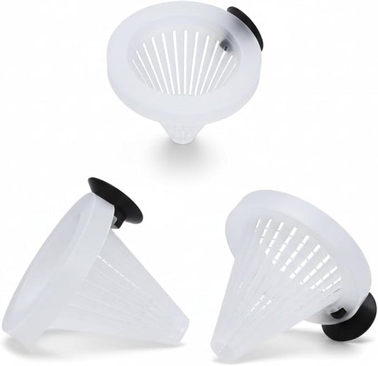 3Pcs White Fish Feeder Feeding Cup Feeding Funnel Cone Shaped Reusable Plastic Worm Fish Feeder with Suction for Fish Tank Aquarium