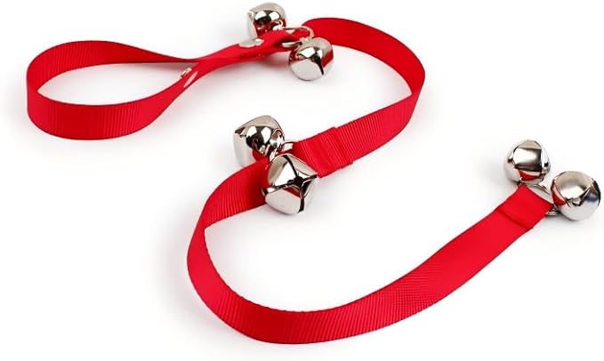 TJE Dog Doorbells Puppy Potty Training Tool Adjustable Rope with 6 Loud Bells Easy to Hang on Door Handles for Small Medium Dogs (Red)
