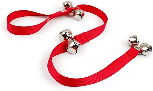 TJE Dog Doorbells Puppy Potty Training Tool Adjustable Rope with 6 Loud Bells Easy to Hang on Door Handles for Small Medium Dogs (Red)