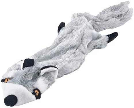 Jeffers Pet Thinnies Unstuffed No Squeaker w/Rope Dog Toy – 21" Plush Raccoon, Flat Stuffing Free Chew Toy for Small, Medium & Large Dogs – Soft, Interactive Play, Fetch, Tug, Training, Teething