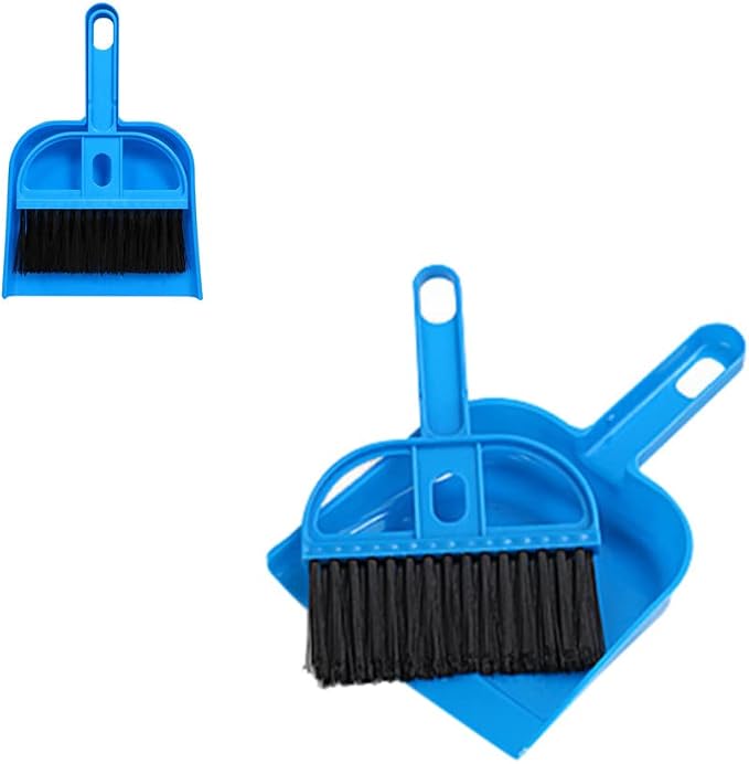 Mini Dustpan and Broom Set Portable Plastic Brush Set (blue) used for Desk, Home, Kitchen,Cage Cleaning of any Small Animals, Guinea pigs, Rabbits, Hamsters