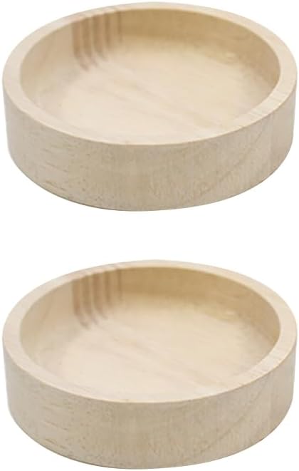 2 Pcs Wood Gerbil Food Bowl Wooden Hamster Feeding Bowls Small Animal Food Dish Feeder Mice Feeding Dishes Pet Snack Bowls Squirrel Dessert Bowl for Parrot