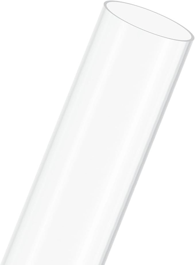 M METERXITY 1-Pack Clear Plastic Tube, 59mm[2.32"] ID x 63mm[2.48"] OD High Impact Rigid Polycarbonate Round Pipes for Water Plumbing/Lighting/Aquariums/Models, Plastic Tubing [245mm/10IN]