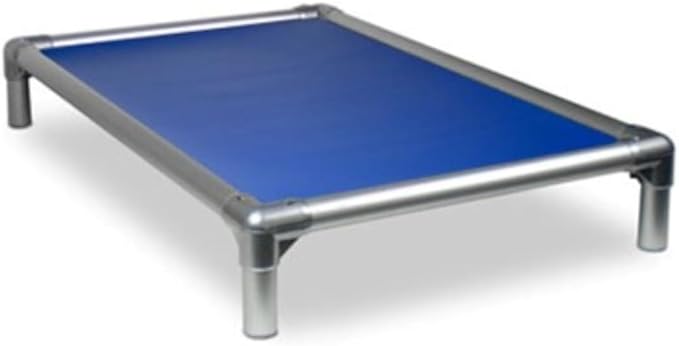 Kuranda Chewproof Elevated Dog Bed - Silver Aluminum - 40" x 25" - Heavy Duty Vinyl - Royal Blue