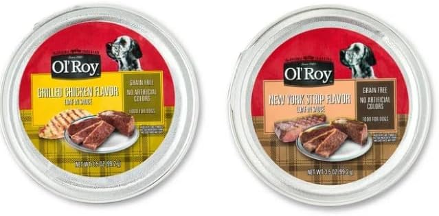 Ol's~Roys Grain-Free Wet Dog Food Variety Pack ~ 12 Count ~ 3.5 Oz Cups ~ New York Strip & Grilled Chicken Flavor, No Corn Wheat or Soy, All Natural, No Artificial Colors or Flavors, Daily Feeding.