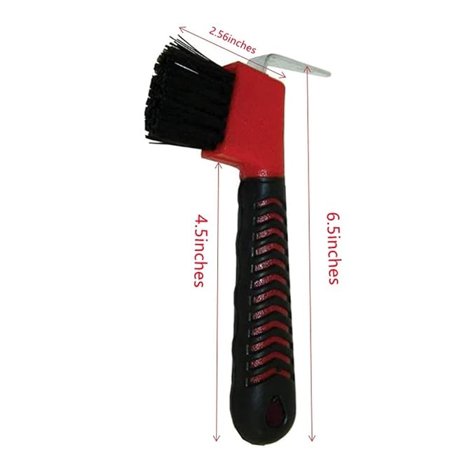 4Pcs Horse Hoof Pick Brushes,Horse Hoof Pick Brush with Soft Touch Rubber Handle