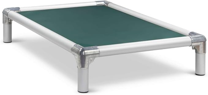 Kuranda Chewproof Elevated Dog Bed - Silver Aluminum - 40" x 25" - Heavy Duty Vinyl - Forest