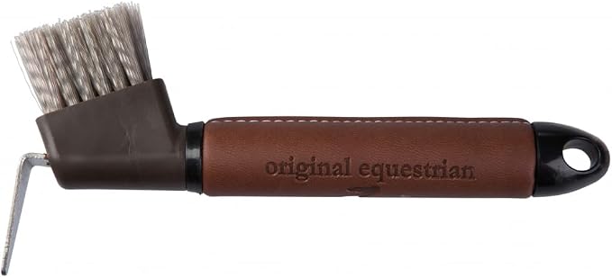 Horze Maddox Leather Handle Hoof Pick - Dark Brown - One Size