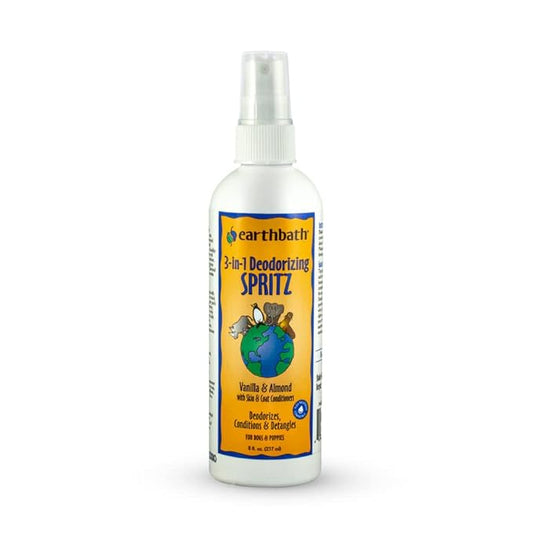 earthbath, Vanilla & Almond 3-in-1 Dog & Puppy Deodorizing Spritz - Dog Odor Eliminator for Strong Odor, Cruelty-Free Cologne, Wash Spray, Made in USA, Bathing Supplies - 8 Oz (1 Pack)