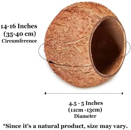 SunGrow Coconut Shell House for Gecko, Snake & Ball Python, Raw Coco Husk, Pet Hiding House, Climber or Chew Toy, for Reptiles, Amphibians (Coco Bowl)